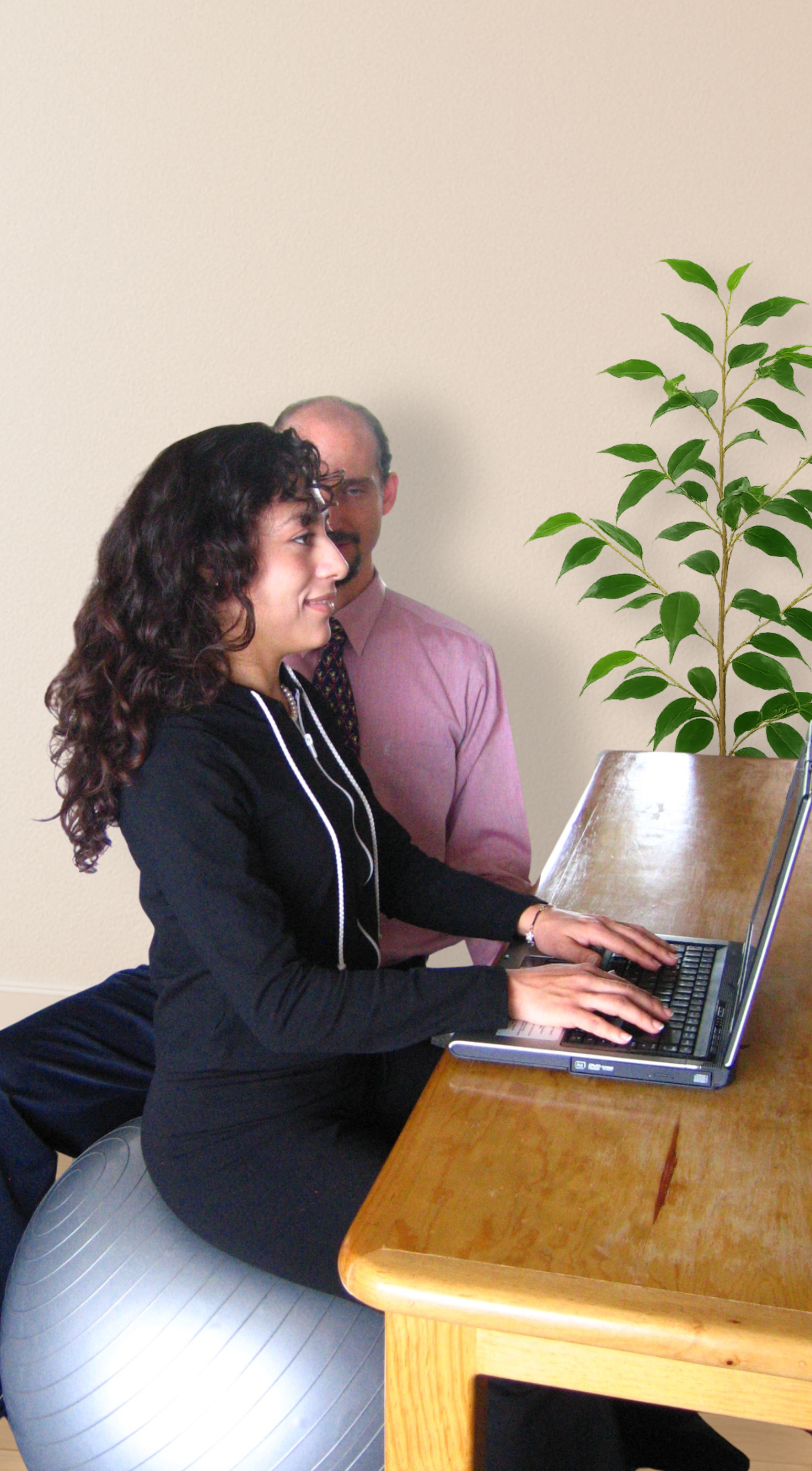 Clase Lydia computadora alargado con fondo y planta